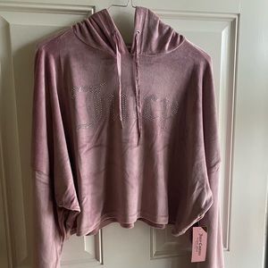 Juicy Couture Velour Crop Hoodie With Rhinestone Accents